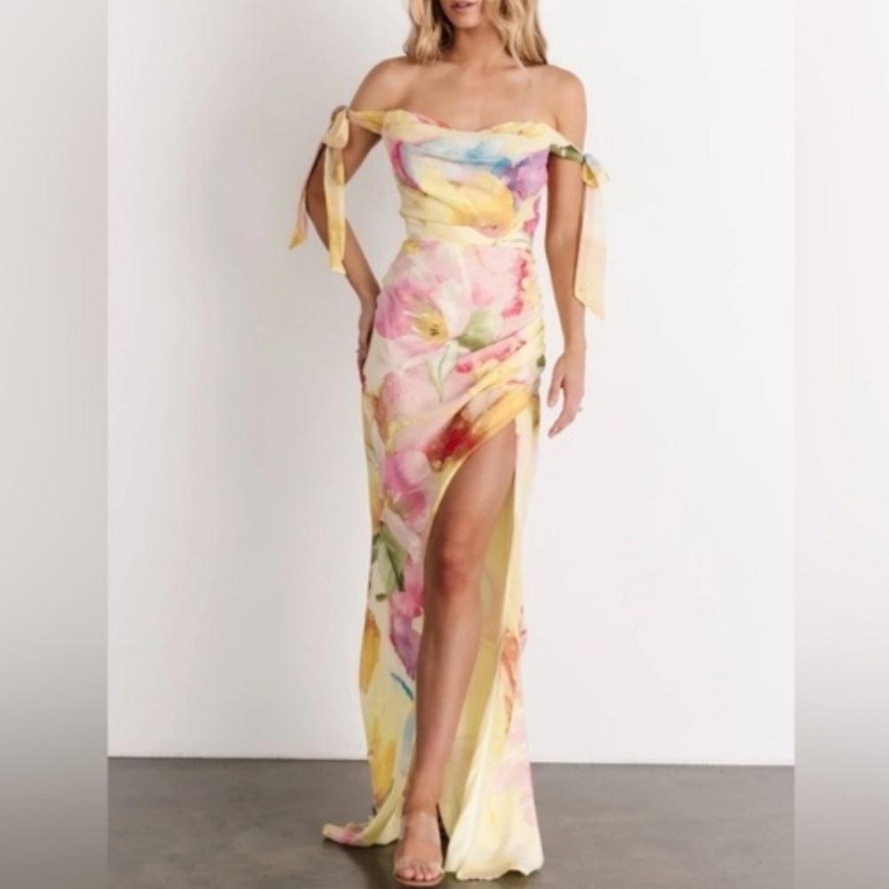 Baltic Born Allegra Off Shoulder Maxi Dress Pastel Floral